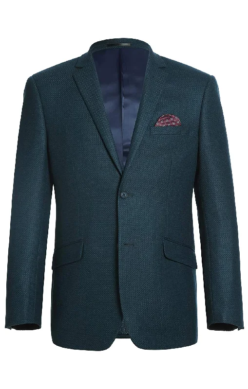 Casual Outerwear Men's Slim Fit Blazer Wool Blend Sports Jacket in Emerald Green
