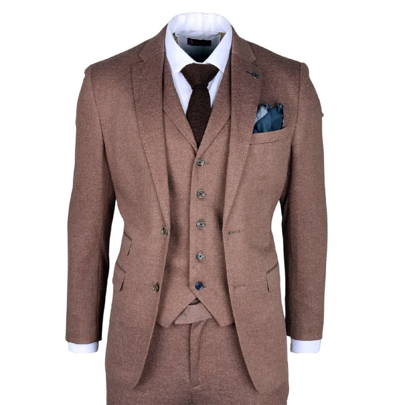 Chic Styles Men's Suit 3 Piece Brown Wedding Formal Dress