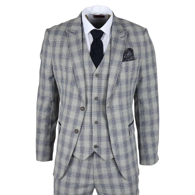 Athletic Outfits Men's Suit 3 Piece Grey Blue Checked Classic Plaid Tailored Fit Formal Dress Athletic Outfits Men's Suit 3 Piece Grey Blue Checked Classic Plaid Tailored Fit Formal Dress