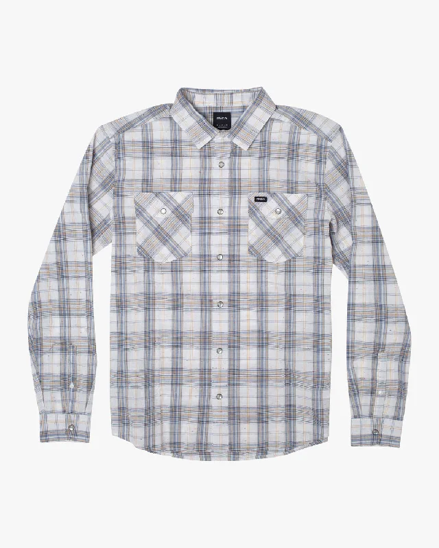 Casual Shirts Neps Plaid Long Sleeve Shirt - Antique White