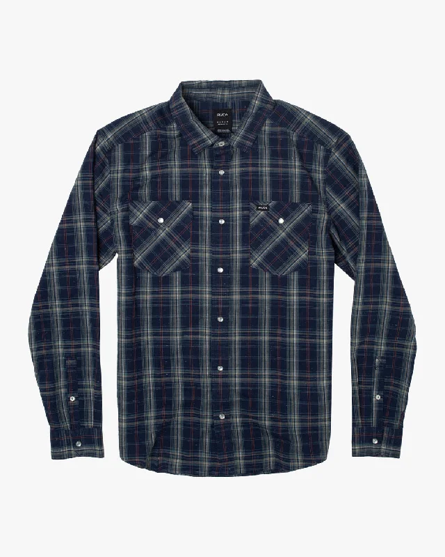 Smart Wear Neps Plaid Long Sleeve Shirt - Moody Blue