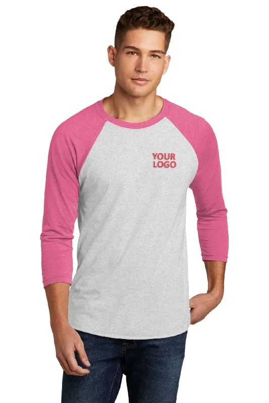 Fashion Tops Next Level 3/4-Sleeve Custom Raglan Tee's, Vintage Pink/ Heather White