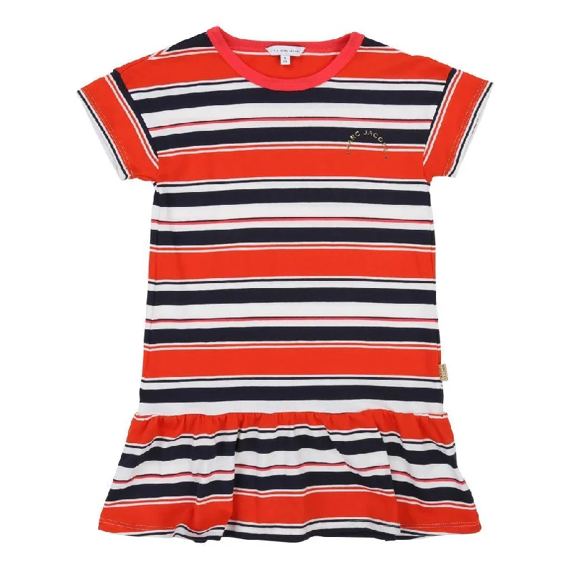 Comfortable Fits ORANGE NAVY STRIPED DRESS
