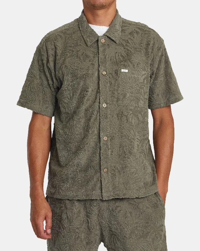 Trendy Pants Palms Down Short Sleeve Shirt - Mushroom