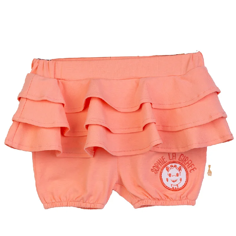 Smart Suits Peach Ruffle Logo Shorts