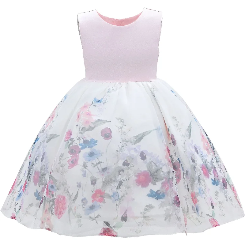 Bold Designs Pink Mabel Floral Garden Organza Dress