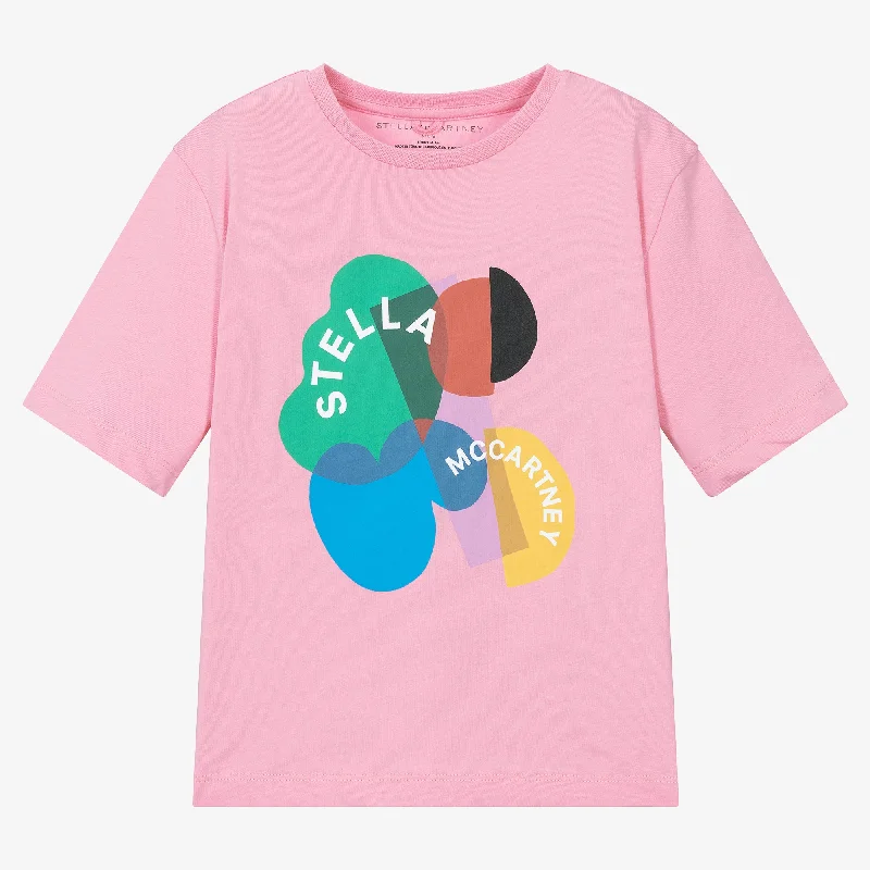 Casual Shirts Pink Shapes Logo Graphic T-Shirt