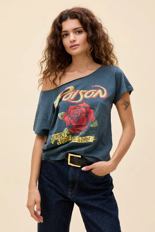 Lightweight Jackets Poison Every Rose Has Its Thorn Off-The-Shoulder Solo Tee