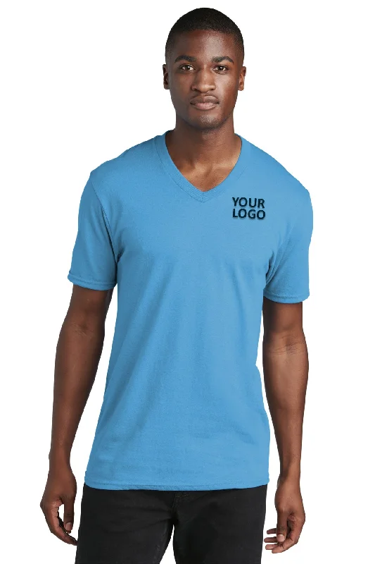 Comfy Pants Port & Company Core Cotton Branded V-Neck Tee's, Aquatic Blue