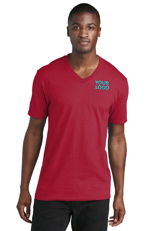 Fresh Outfit Port & Company Core Cotton Customized V-Neck Tee's, Red