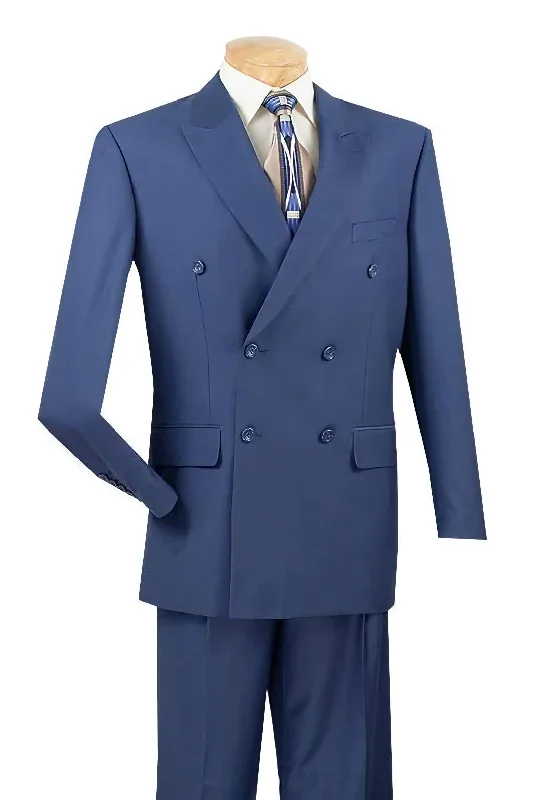 Relaxed Jackets Ram Collection - Double Breasted 2 Piece Suit Regular Fit in Blue