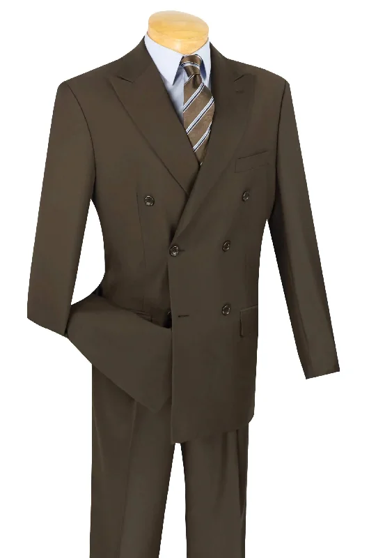 Chic Styles Ram Collection - Double Breasted Suit 2 Piece Regular Fit in Brown