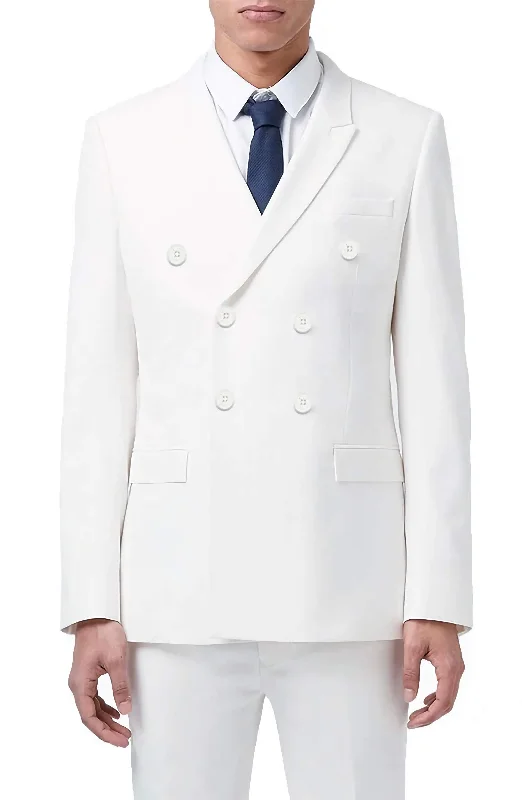 Soft Fabrics Ram Collection - Double Breasted Suit 2 Piece Regular Fit in White