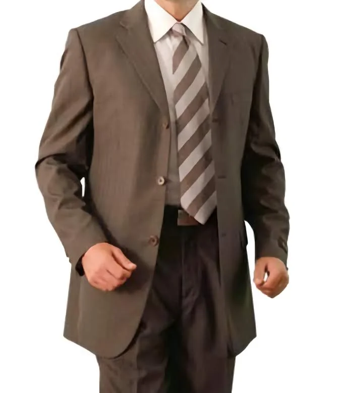 Soft Fabrics Regular Fit 2 Piece Suit Tone On Tone Stripe in Dark Cocoa