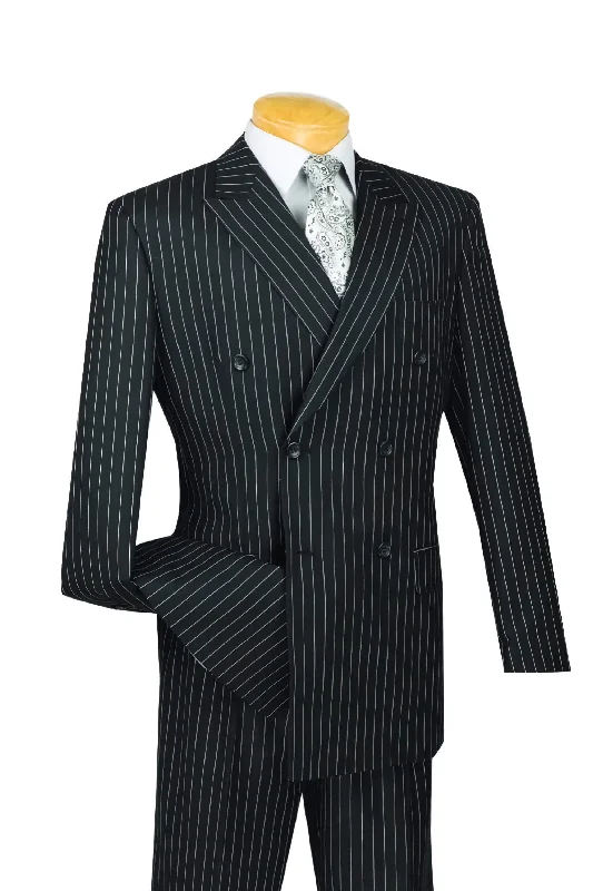 Lightweight Jackets Rockefeller Collection - Double Breasted Stripe Suit Black Regular Fit 2 Piece Lightweight Jackets Rockefeller Collection - Double Breasted Stripe Suit Black Regular Fit 2 Piece