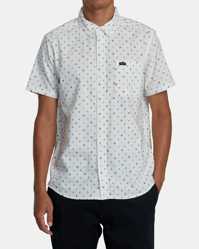 Active Styles That'll Do Print Short Sleeve Shirt - Vintage White