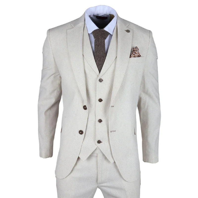 Bold Designs TruClothing TP-21 - Men's Beige 3 Piece Linen Summer Suit