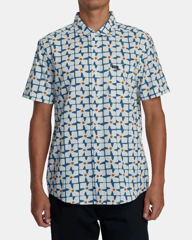 Casual Outerwear Vacationist Short Sleeve Shirt - Cool Blue