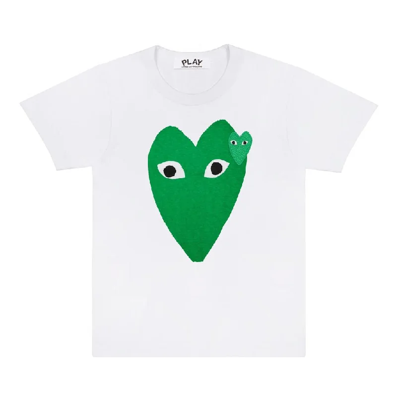 All-Day Wear White Play Double Heart T-Shirt