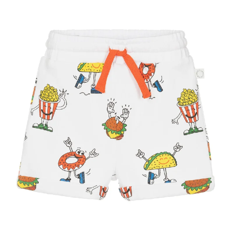 Urban Tees White Snack Graphic Shorts
