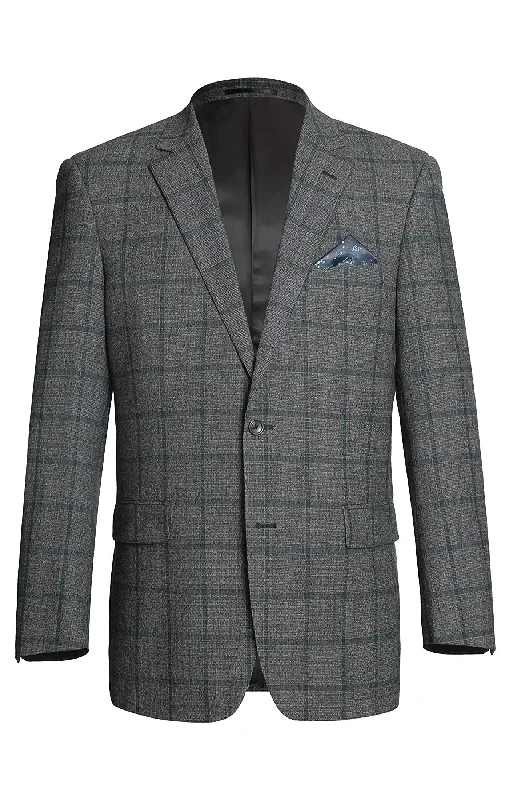 Functional Wear Wool Blend Plaid Pattern Regular Fit 2 Button Blazer in Grayish Brown Functional Wear Wool Blend Plaid Pattern Regular Fit 2 Button Blazer in Grayish Brown
