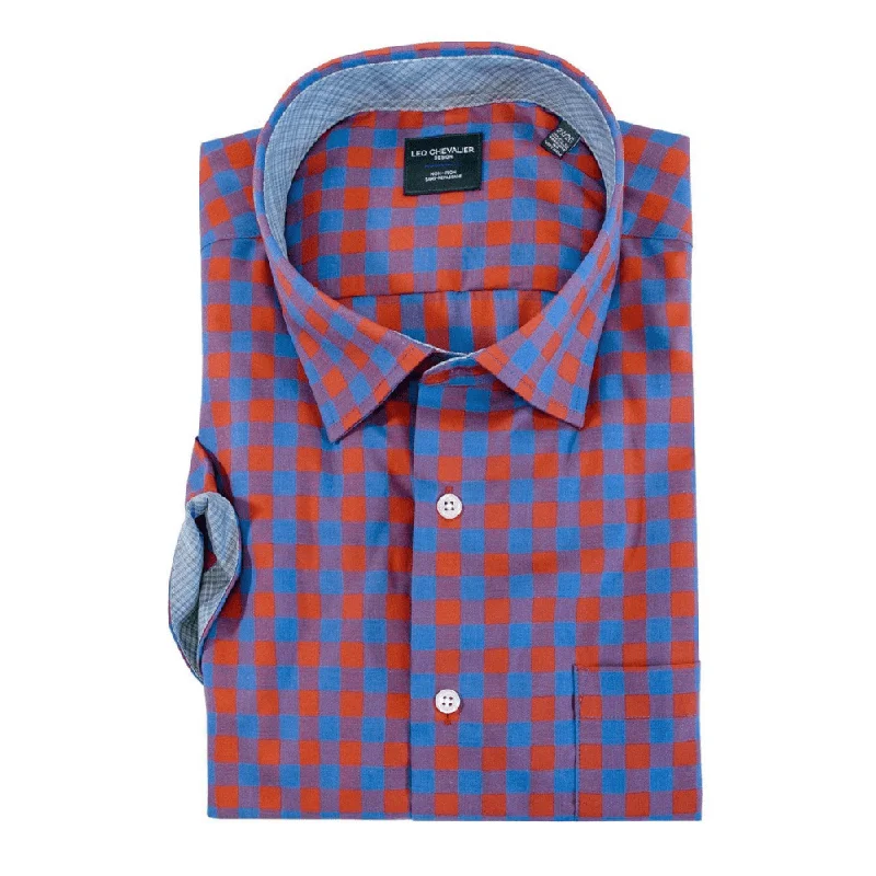 Smart Pants Leo Chevalier 100% Cotton Non-Iron Regular Fit Plaid Sport Shirt - 522396 4500