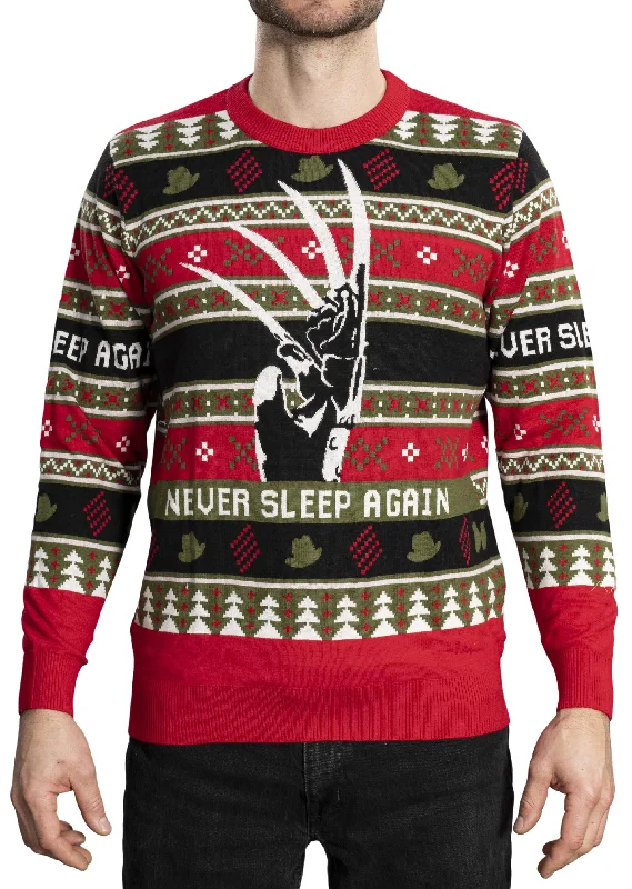 Smart Casual Wear A Nightmare on Elm Street Freddy Krueger Never Sleep Again Knitted Ugly Christmas Sweater - Officially Licensed