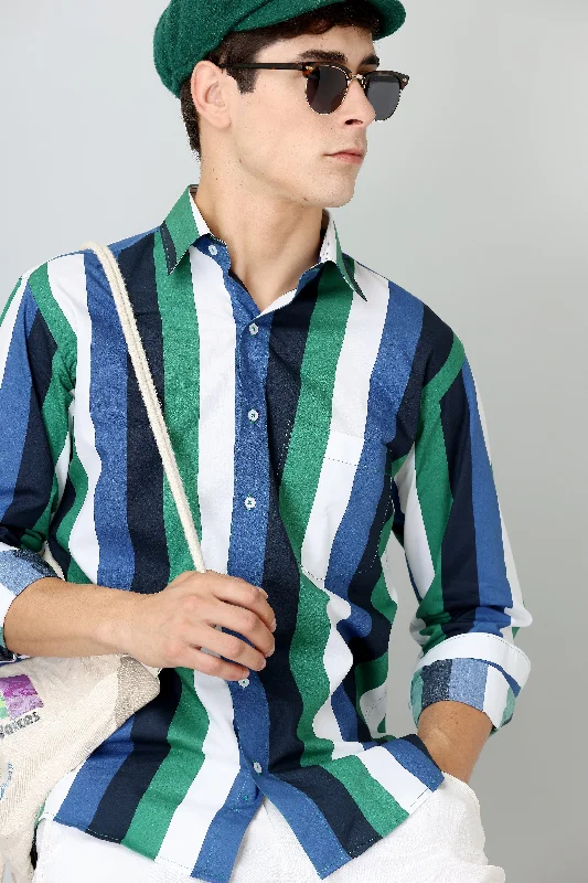 Layered Clothing GREEN STRIPED SHIRT