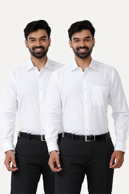 Basic Essentials Arrow - 100% Cotton White Shirt Pack Of 2 Combo For Men | Uathayam
