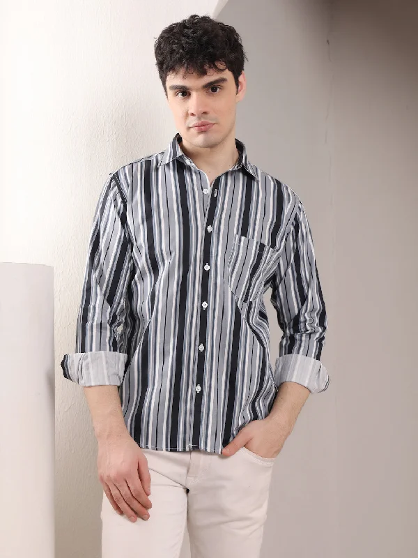 All-Weather Outfits BLACK AND GREY CANDY STRIPES SHIRT