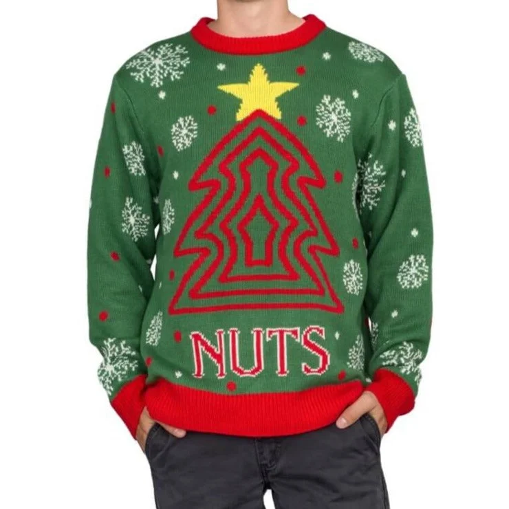 Chic Styles Chest and Nuts Snowflakes Christmas Tree Ugly Christmas Sweater