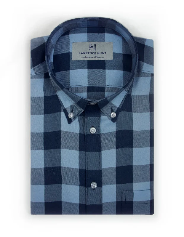Premium T-shirts "Gratiot" - Blue Plaid: FEATHERWEIGHT