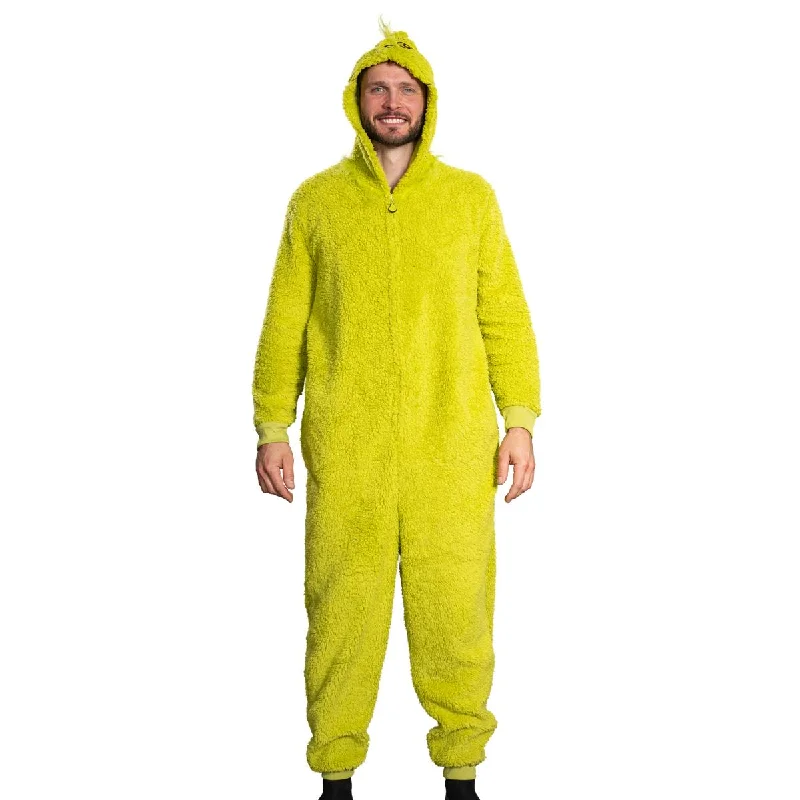 Comfy Pants Grinch Sherpa Union Suit with Head Zipper