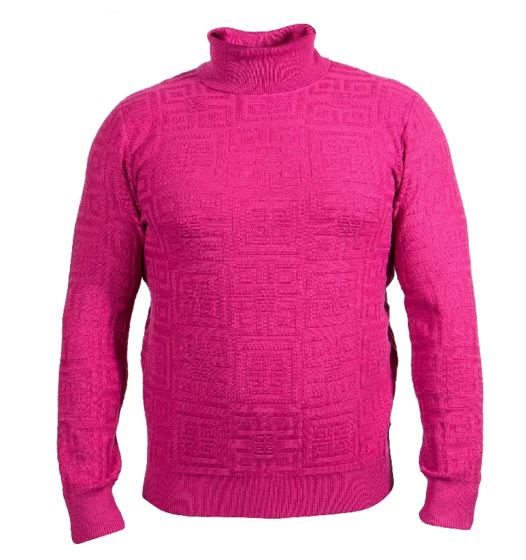 Streetwear Clothing Jacquard Print L/S Turtleneck | (Fuchsia)