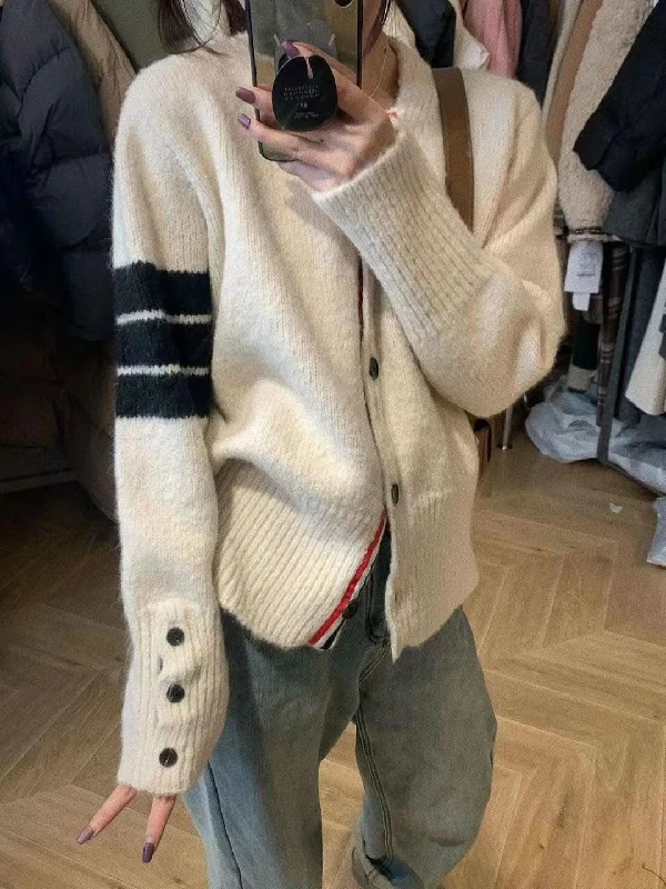 Smart Pants Cream Knit Button Front Cardigan