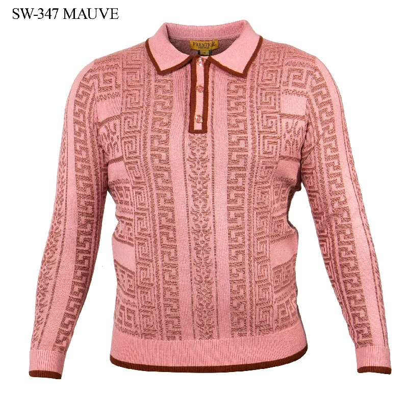Easygoing Wardrobe L/S Solid 2 Tone Polo Sweater | Mauve