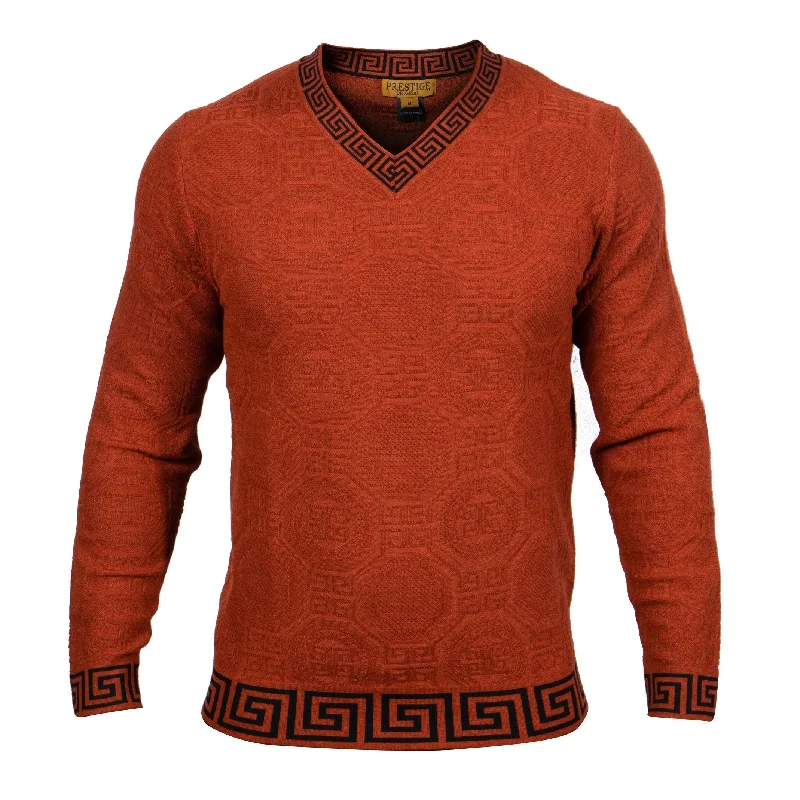 Urban Gear L/S V-Neck Sweater Greek Texture | (Brick)