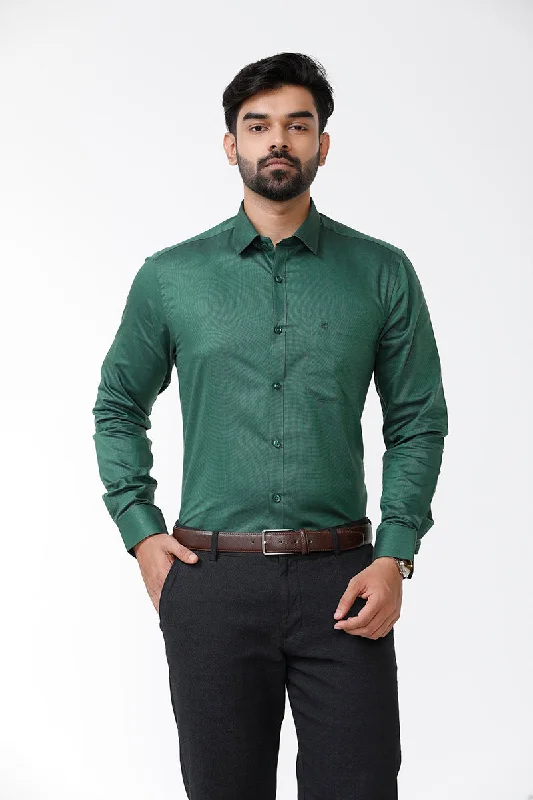Comfort Clothes Luxor - Dark Green Formal Shirts for Men | Ariser