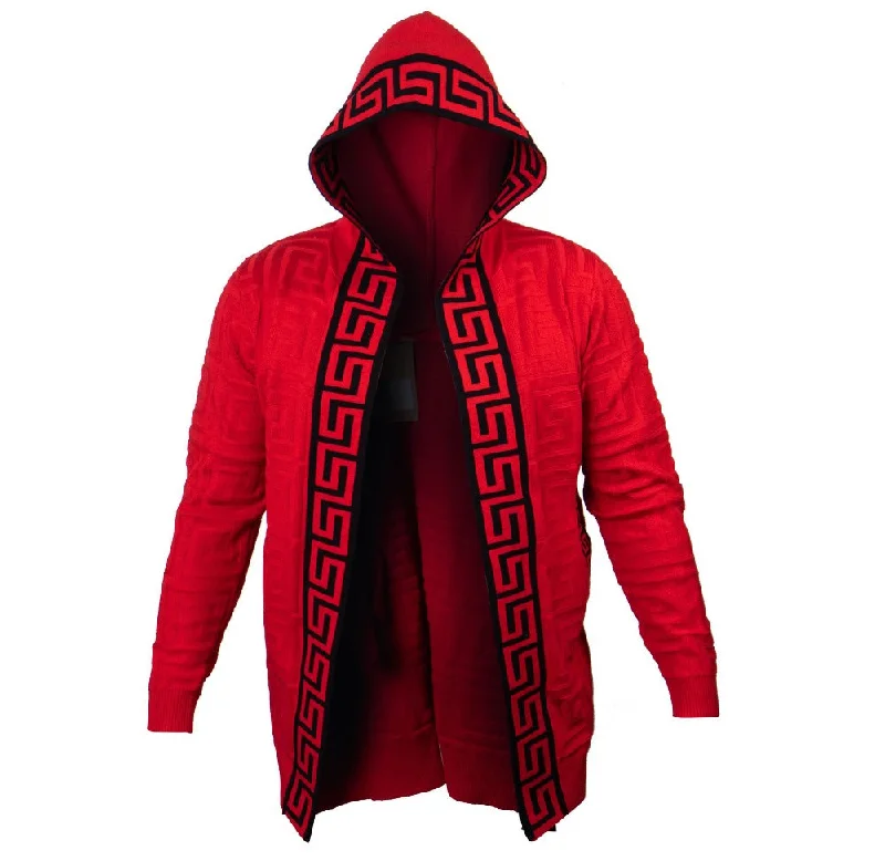 Street Outfit Luxury Hooded Sweater- Red
