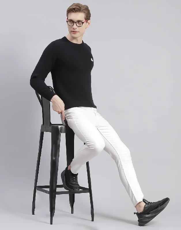 Premium T-shirts Men Black Solid Round Neck Full Sleeve Pullover
