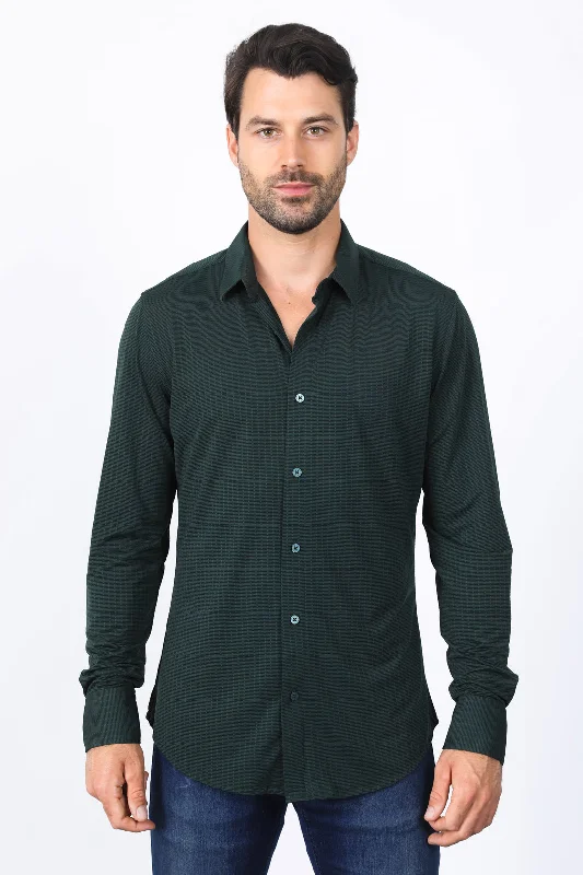 Designer Casuals Men’s Modern Fit Stretch Dress Shirt - Green