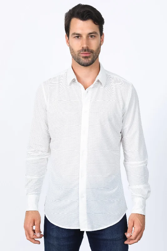 Relaxed Looks Men’s Modern Fit Stretch Dress Shirt - White