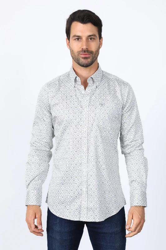 Urban Looks Mens Satin Cotton Modern Fit White Long Sleeve Shirt