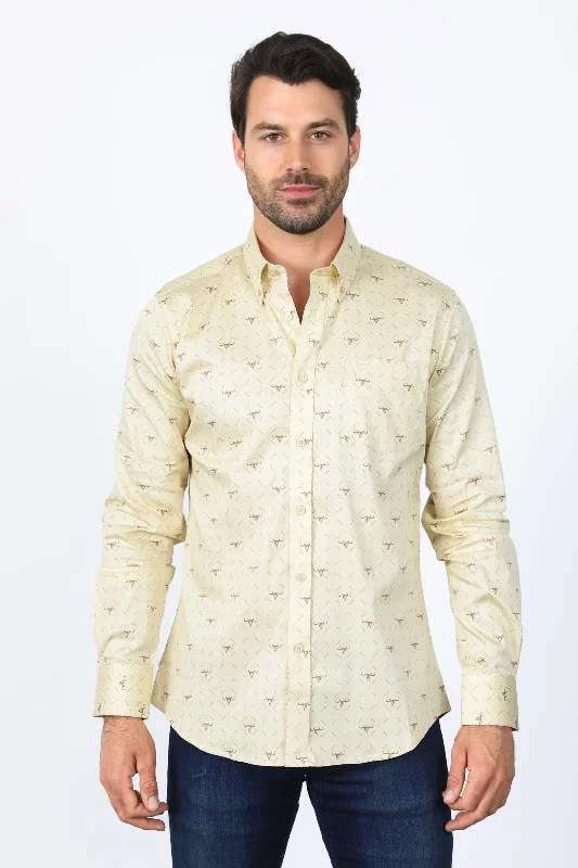 Lightweight Jackets Mens Satin Cotton Modern Fit Beige Long Sleeve Shirt