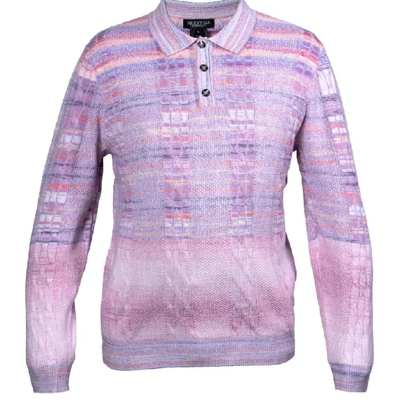 Sleek Tops Prestige SW-294 3 Button Polo Sweater Lilac