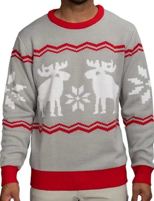 Classic Fits Snowflakes and Moose Ugly Christmas Sweater