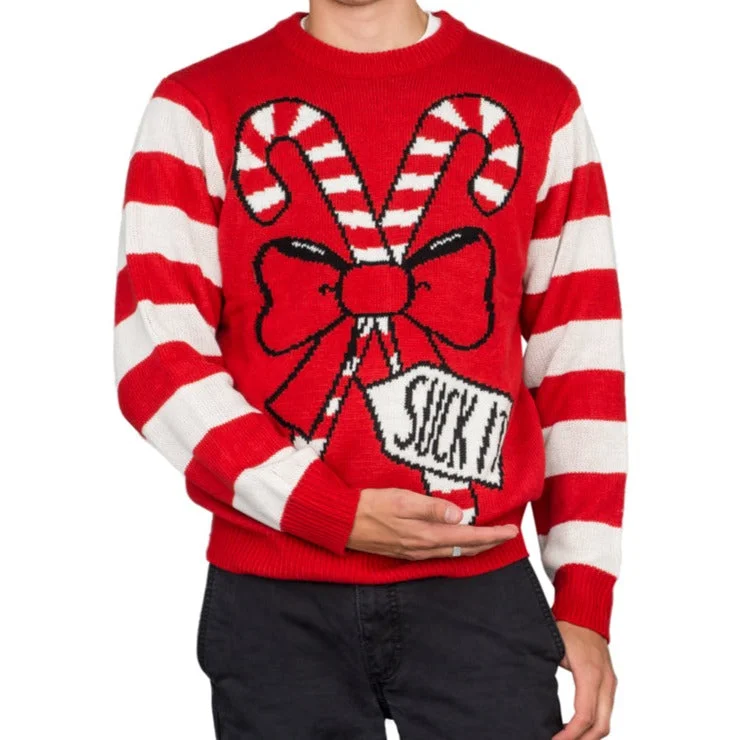 Formal Casuals Suck It Candy Cane Funny Ugly Christmas Sweater