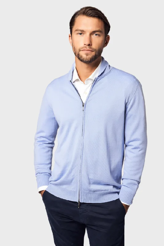Denim Looks Zip-Up Cotton Cardigan