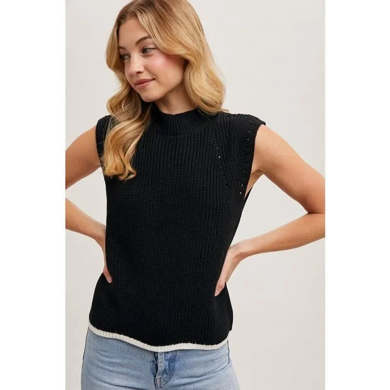 Layered Clothing Mock Neck Sweater Vest